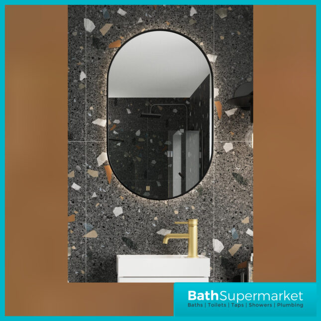 Sognare Aubrey Black Frame LED Multi Function Bathroom Tablet Mirror 500×800