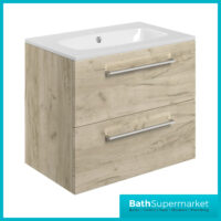 AquaVolere Viola Oak Wall Hung 2 Drawer Vanity Unit & Basin 610mm