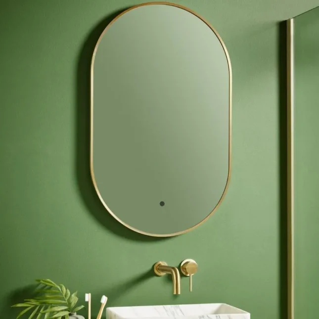 Sognare Aubrey Brushed Brass Frame LED Multi Function Tablet Mirror 500×800mm