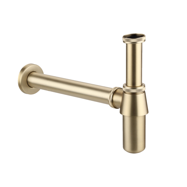 Premium Round Brushed Brass Basin Bottle Trap Waste - Image 4