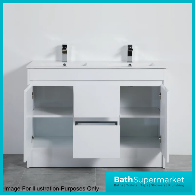 WaterGuard Rio Waterproof Cloud Grey Floor Standing Double Basin Vanity Unit 1200mm