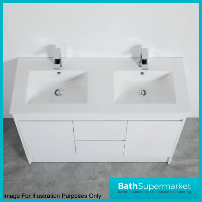 WaterGuard Rio Waterproof Cloud Grey Floor Standing Double Basin Vanity Unit 1200mm