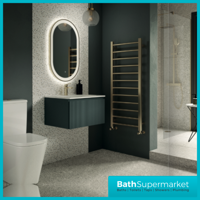 Tailored Fluted Sage Green Wall Hung Drawer Vanity Unit & Matt Basin 810mm