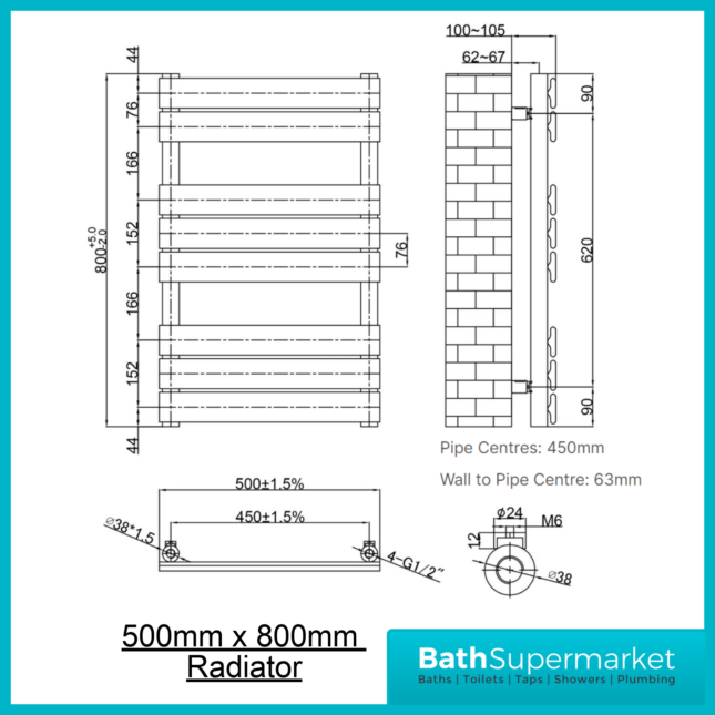 Sunlight Malibu Designer Panel Radiator Anthracite 500mm Width x Various Heights