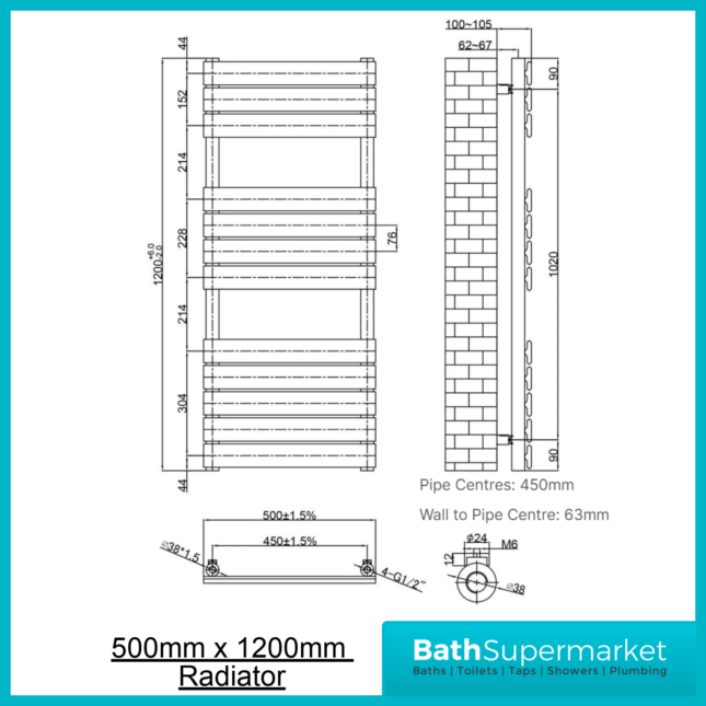 Sunlight Malibu Designer Panel Radiator Anthracite 500mm Width x Various Heights