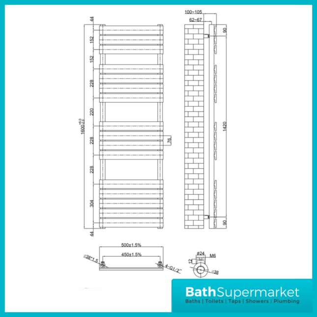 Sunlight Malibu Designer Radiator Anthracite 500mm Width x Various Heights