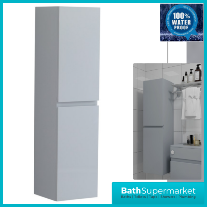 WaterGuard Rio Rhine Cloud Grey Waterproof Wall Hung Tall Storage Unit 1200mm High