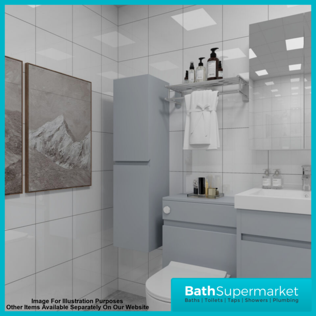 WaterGuard Rio Rhine Cloud Grey Waterproof Back To Wall WC Toilet Unit 550mm