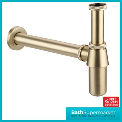 Premium Round Brushed Brass Basin Bottle Trap Waste