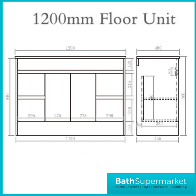 WaterGuard Rio Waterproof Cloud Grey Floor Standing Single Basin Vanity Unit 1200mm