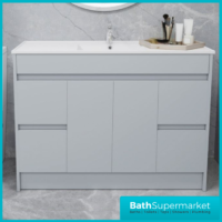 WaterGuard Rio Waterproof Cloud Grey Floor Standing Single Basin Vanity Unit 1200mm