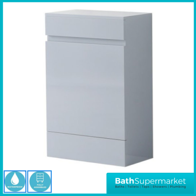 WaterGuard Rio Rhine Cloud Grey Waterproof Back To Wall WC Toilet Unit 550mm