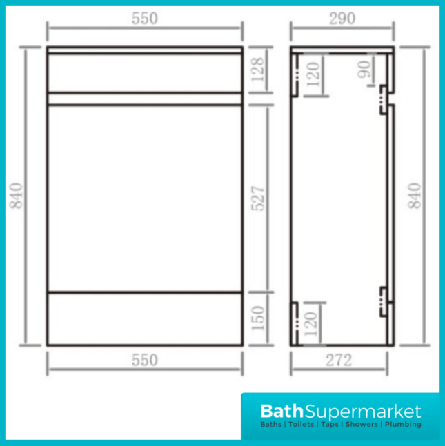 WaterGuard Rio Rhine Cloud Grey Waterproof Back To Wall WC Toilet Unit 550mm