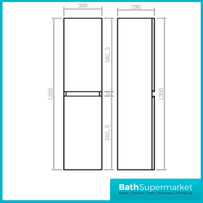 WaterGuard Rio Rhine Cloud Grey Waterproof Wall Hung Tall Storage Unit 1200mm High