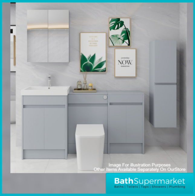 WaterGuard Rio Rhine Cloud Grey Waterproof Back To Wall WC Toilet Unit 550mm