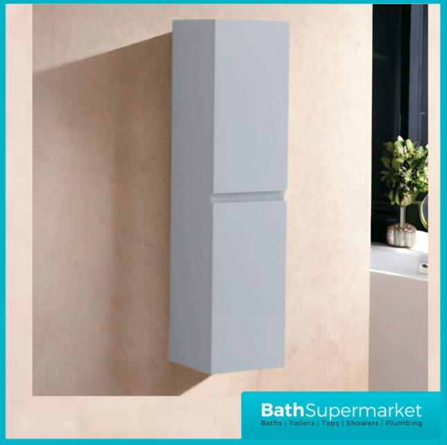 WaterGuard Rio Rhine Cloud Grey Waterproof Wall Hung Tall Storage Unit 1200mm High