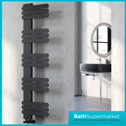 Kartell K-Rad Manitoba Textured Black Towel Rail Radiator 450mm Width x 1410mm Height