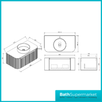 Tailored Fluted Midnight Shadow Wall Hung Curved Vanity Unit & Stone Counter Top 870mm