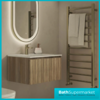 Tailored Fluted Oak Wood Wall Hung Vanity Drawer Unit & White Matt Basin 810mm