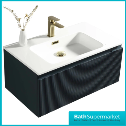 Tailored Fluted Midnight Shadow Wall Hung Drawer Vanity Unit & Matt Basin 810mm