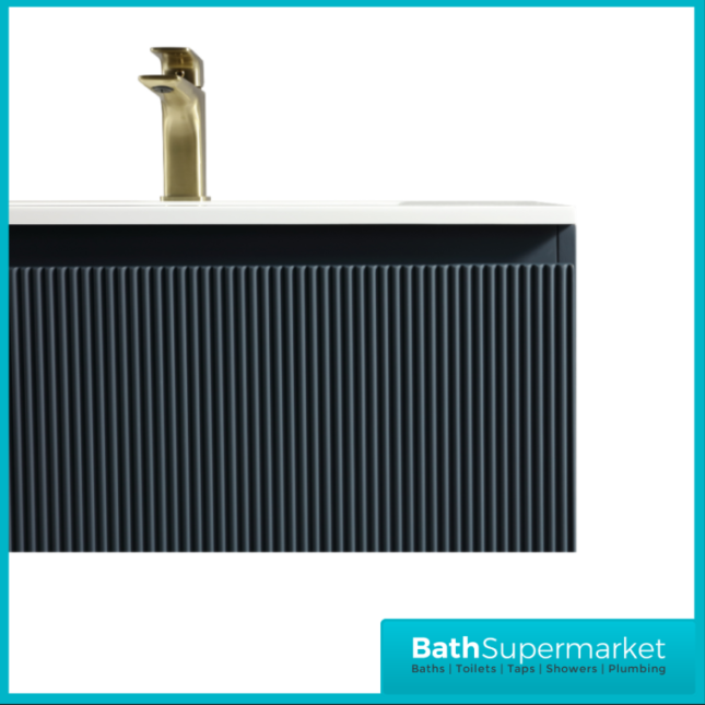 Tailored Fluted Midnight Shadow Wall Hung Drawer Vanity Unit & Matt Basin 810mm