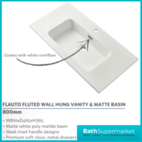Tailored Fluted Sage Green Wall Hung Drawer Vanity Unit & Matt Basin 810mm
