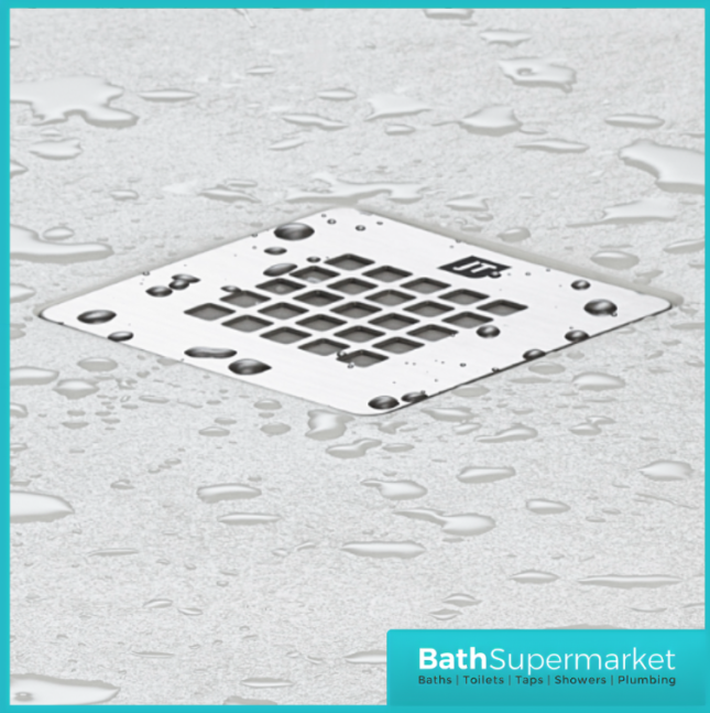 Kartell K-Vit Naturals Polished Chrome Colour Match Square Shower Waste Cover Grid