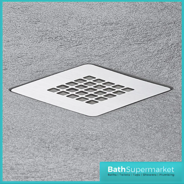 Kartell K-Vit Naturals Polished Chrome Colour Match Square Shower Waste Cover Grid