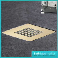 Kartell K-Vit Naturals Brushed Brass Colour Match Square Shower Waste Cover Grid