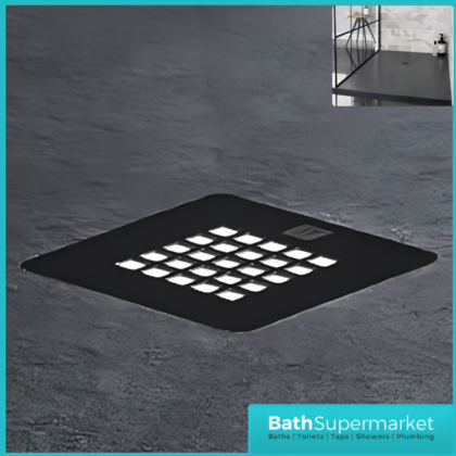 Kartell K-Vit Naturals Graphite Grey Colour Match Square Shower Waste Cover Grid
