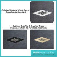 Kartell K-Vit Naturals Graphite Stone Effect Rectangle Shower Trays With Waste – 1700mm