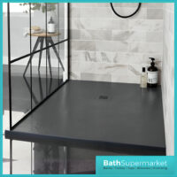 Kartell K-Vit Naturals Graphite Stone Effect Rectangle Shower Trays With Waste – 1700mm