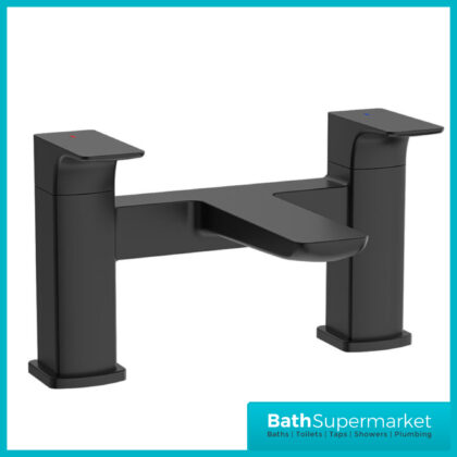 Sognare Mode Matt Black Deck Mounted Twin Lever Handle Bath Filler Tap