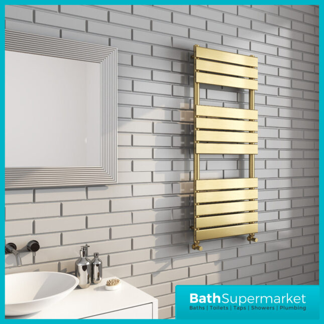 Sunlight Malibu Designer Panel Radiator Brushed Brass 500mm Width x Various Heights