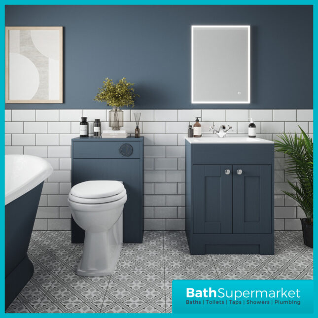 Traditional Timeless Blue Ash BackTo Wall WC Toilet Unit 550mm