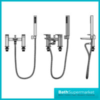 Sognare Mode Matt Black Deck Mounted Twin Lever Handle Bath Shower Mixer Tap