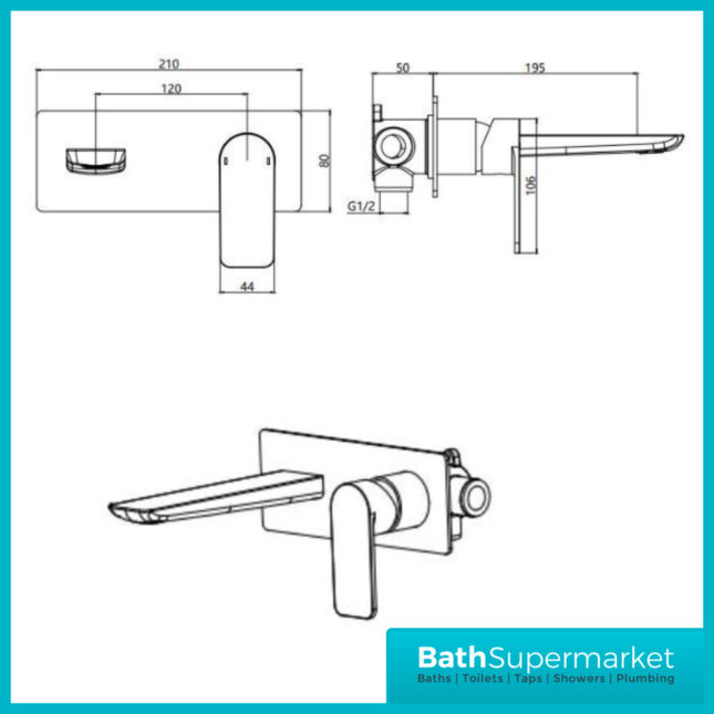 Sognare Mode Matt Black Wall Mounted Single Lever Handle Basin Mixer Tap