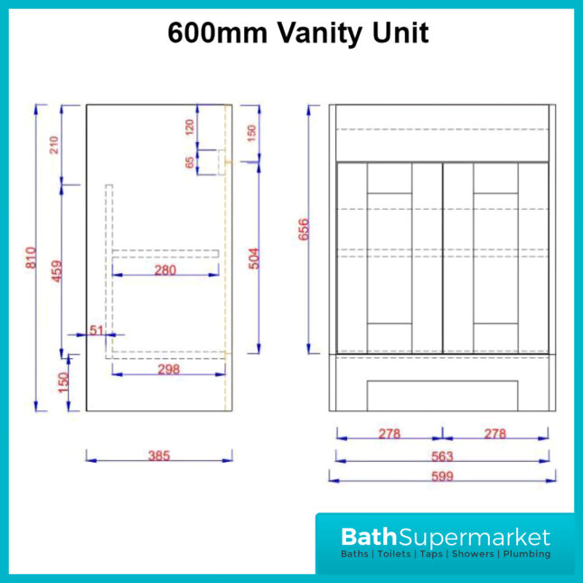 Traditional Timeless White Ash Vanity Basin Unit 600mm & Knurled Handles
