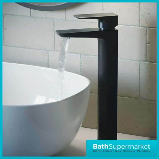 Sognare Mode Matt Black Lever Handle Tall High Rise Mono Basin Mixer Tap