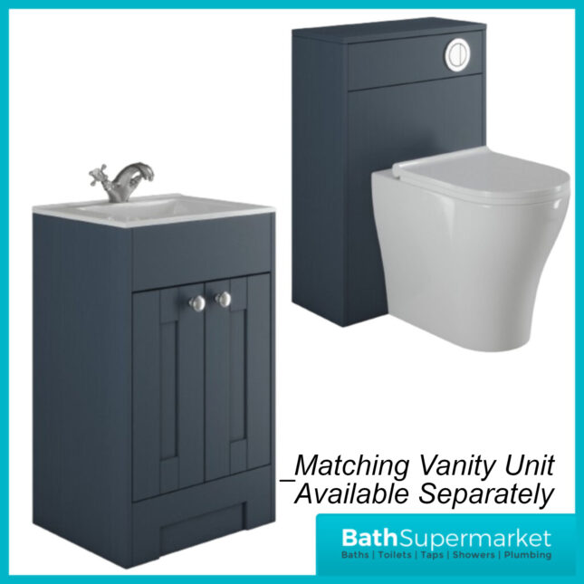 Traditional Timeless Blue Ash BackTo Wall WC Toilet Unit 550mm