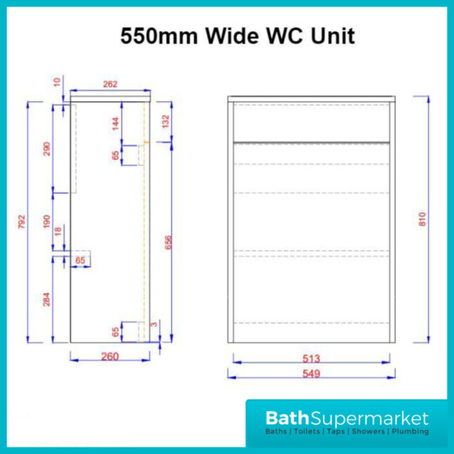 Traditional Timeless White Ash Back To Wall WC Toilet Unit 550mm
