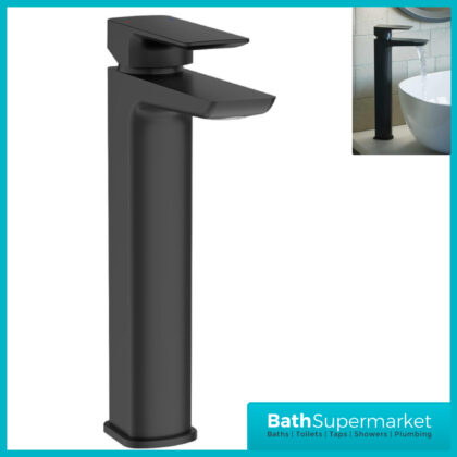 Sognare Mode Matt Black Lever Handle Tall High Rise Mono Basin Mixer Tap
