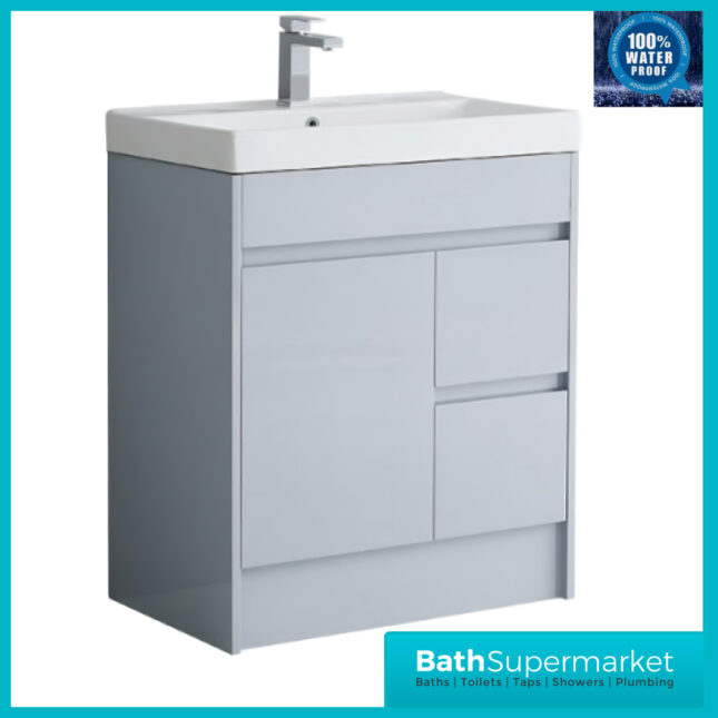 WaterGuard Rio Waterproof Cloud Grey Floor Standing Edge Basin Vanity Unit 750mm