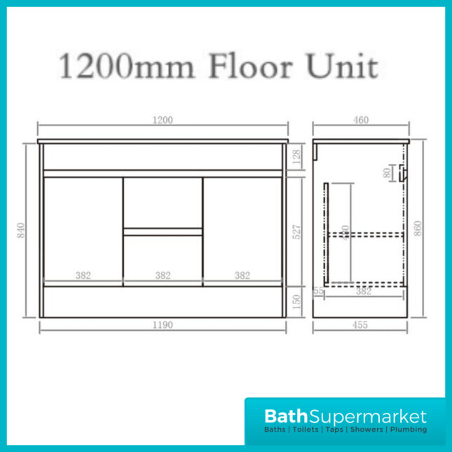 WaterGuard Rio Waterproof Cloud Grey Floor Standing Double Basin Vanity Unit 1200mm