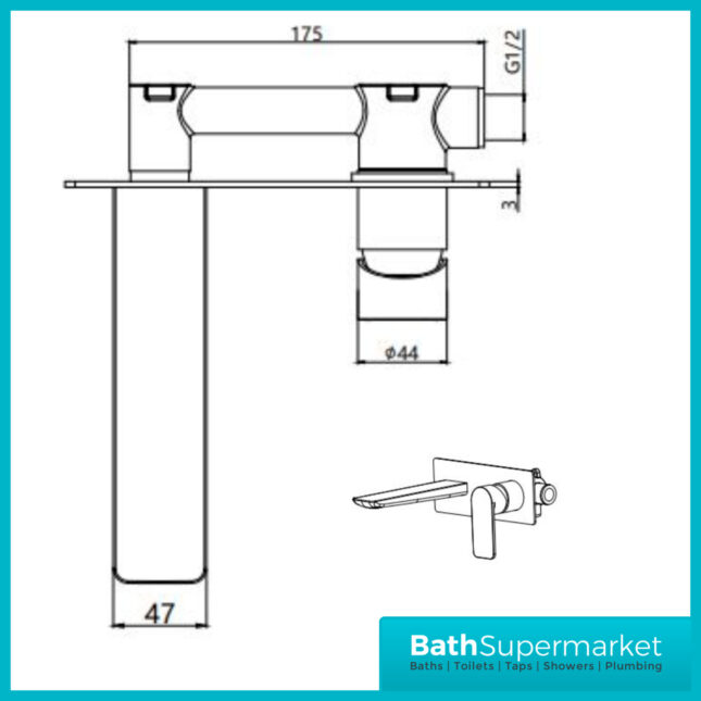 Sognare Mode Matt Black Wall Mounted Single Lever Handle Basin Mixer Tap