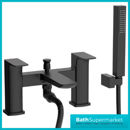 Sognare Mode Matt Black Deck Mounted Twin Lever Handle Bath Shower Mixer Tap
