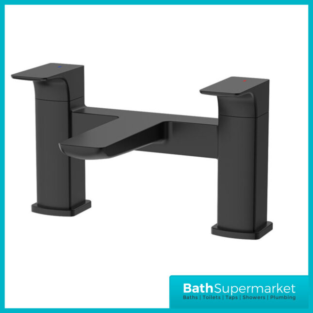 Sognare Mode Matt Black Deck Mounted Twin Lever Handle Bath Filler Tap