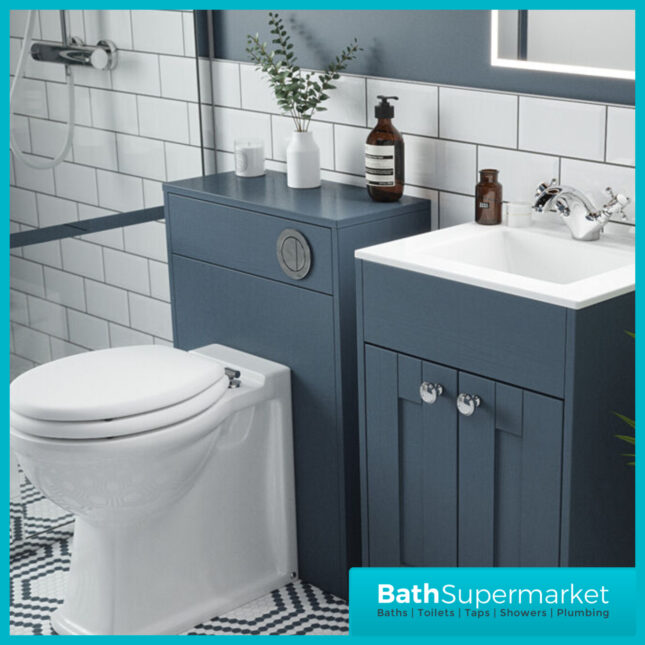 Traditional Timeless Blue Ash BackTo Wall WC Toilet Unit 550mm