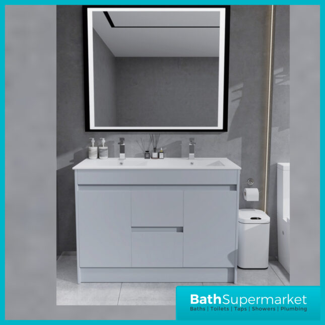 WaterGuard Rio Waterproof Light Grey Floor Standing Double Basin Vanity Unit 1200mm - Image 3