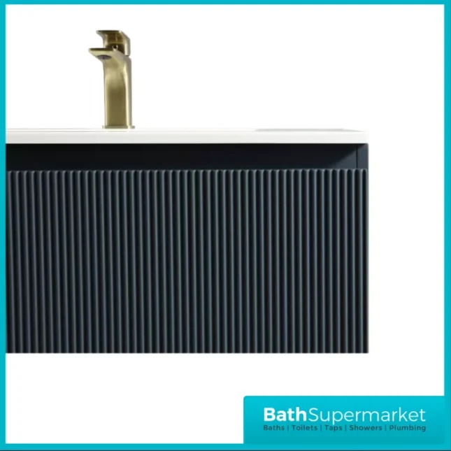 Tailored Fluted Midnight Shadow Wall Hung Drawer Vanity Unit & Matt Basin 610mm
